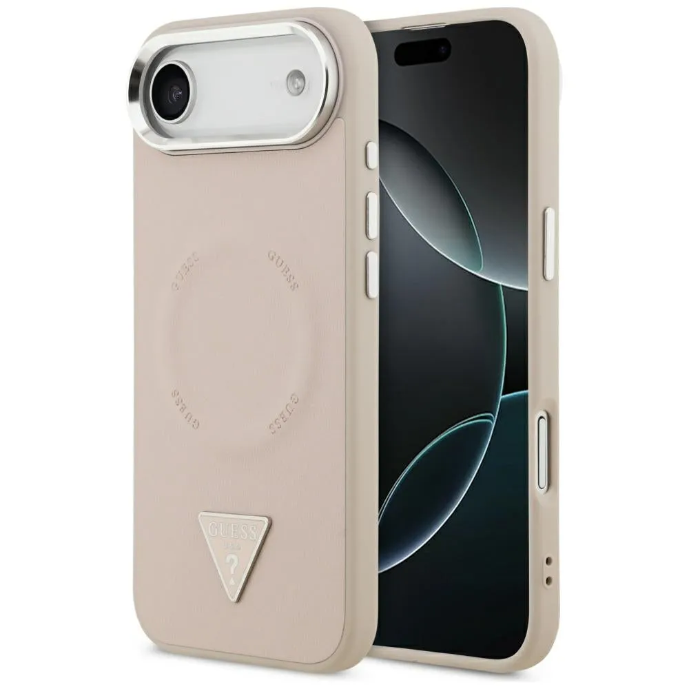 Custodia MagSafe per Apple iPhone 17 Air, Guess, Logo Triangolo, Rosa Argentata - immagine 1
