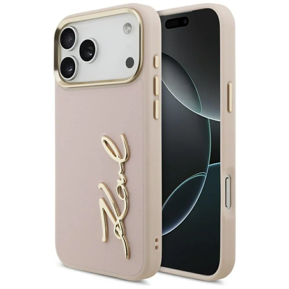 Custodia per Apple iPhone 17 Pro Max, Karl Lagerfeld, Script Logo, Rosa - immagine 1