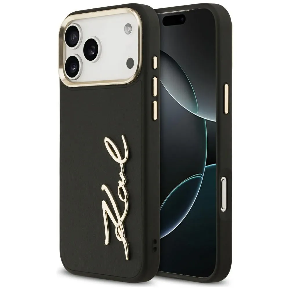 Custodia per Apple iPhone 17 Pro Max, Karl Lagerfeld, Script Logo, Nera - immagine 1
