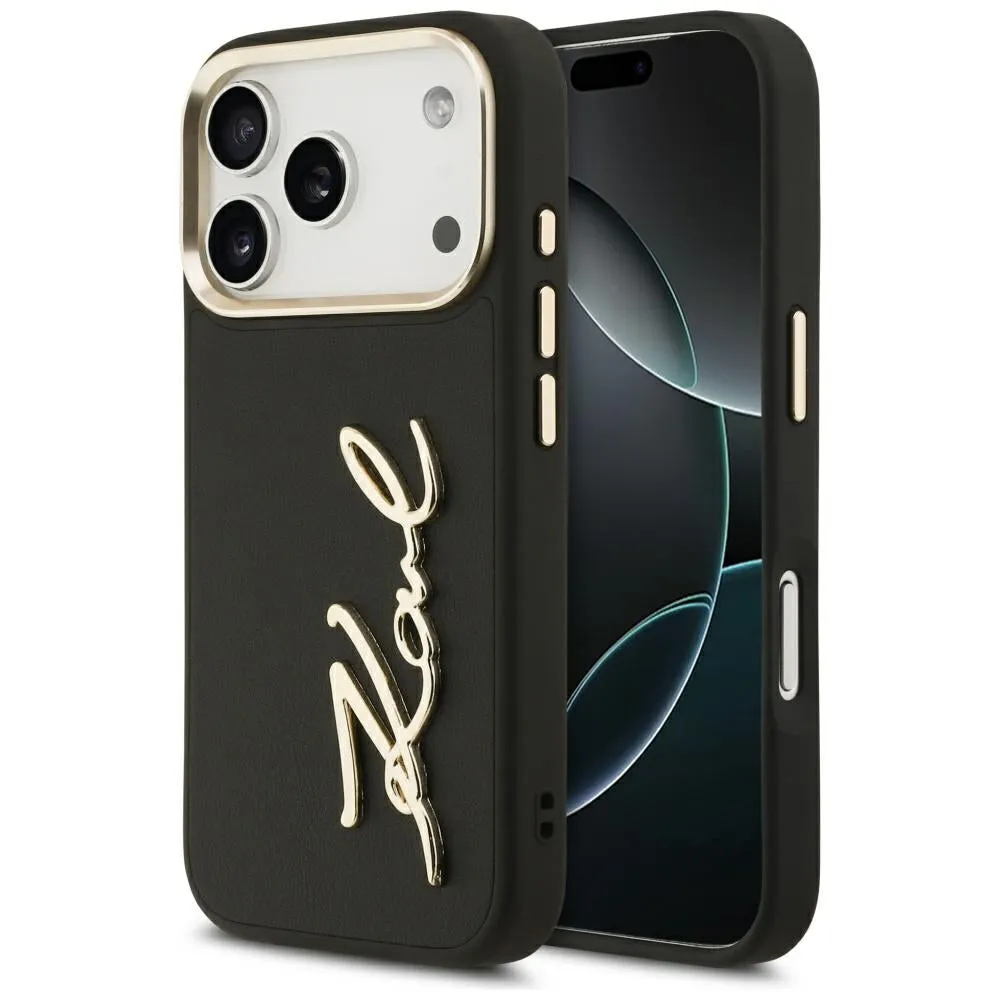Custodia per Apple iPhone 17 Pro, Karl Lagerfeld, Script Logo, Nera - immagine 1