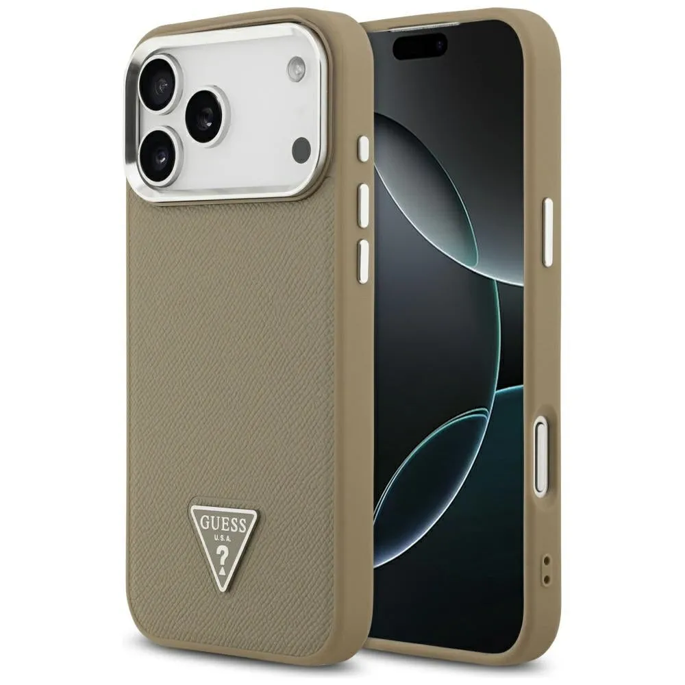 Custodia MagSafe per Apple iPhone 17 Pro Max, Guess, Logo Triangolo Granulato, Marrone - immagine 1