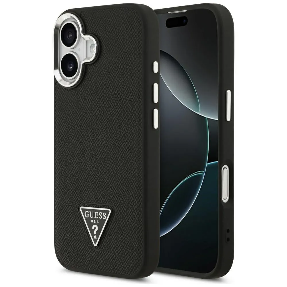Custodia MagSafe per Apple iPhone 17, Guess, Logo Triangolo Granulato, Nera - immagine 1