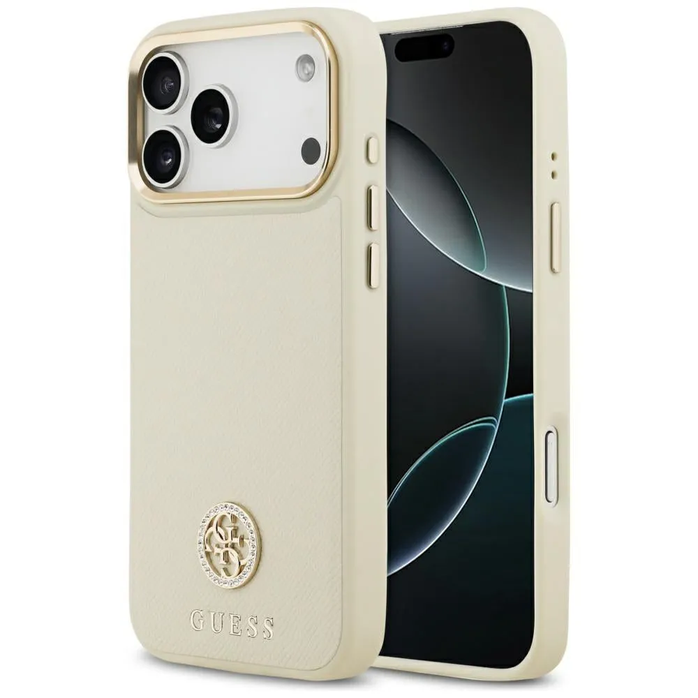 Custodia MagSafe per Apple iPhone 17 Pro Max, Guess, Grained Strass Logo, Beige - immagine 1