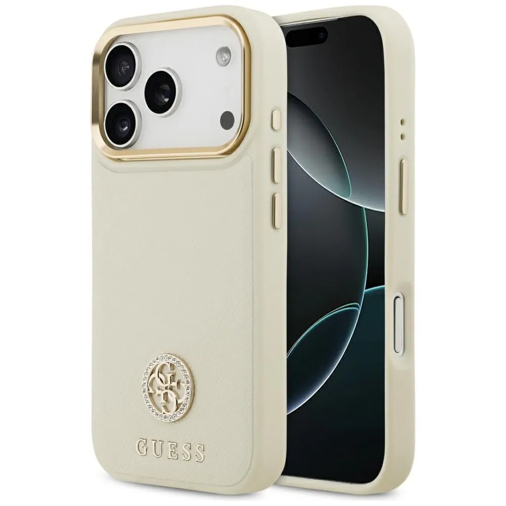 Custodia MagSafe per Apple iPhone 17 Pro, Guess, Grained Strass Logo, Beige - immagine 1