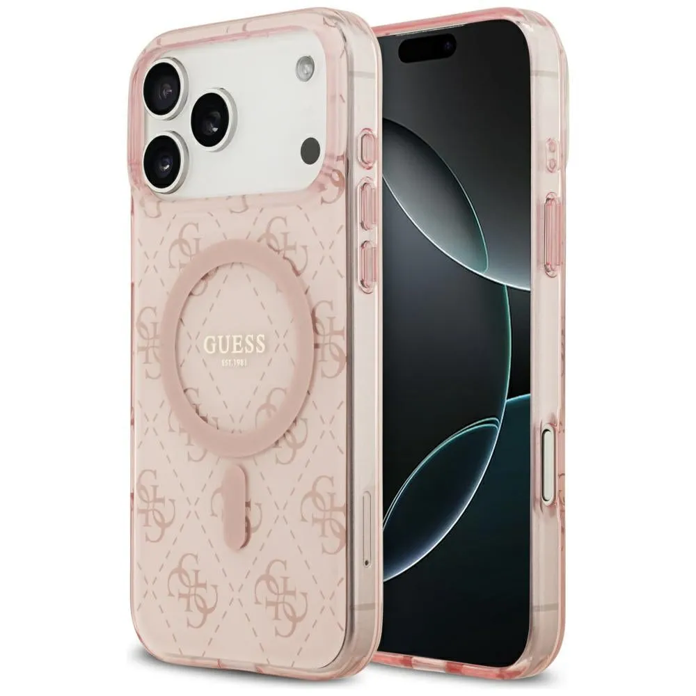 Custodia MagSafe per Apple iPhone 17 Pro Max, Guess, IML 4G Background, Rosa - immagine 1