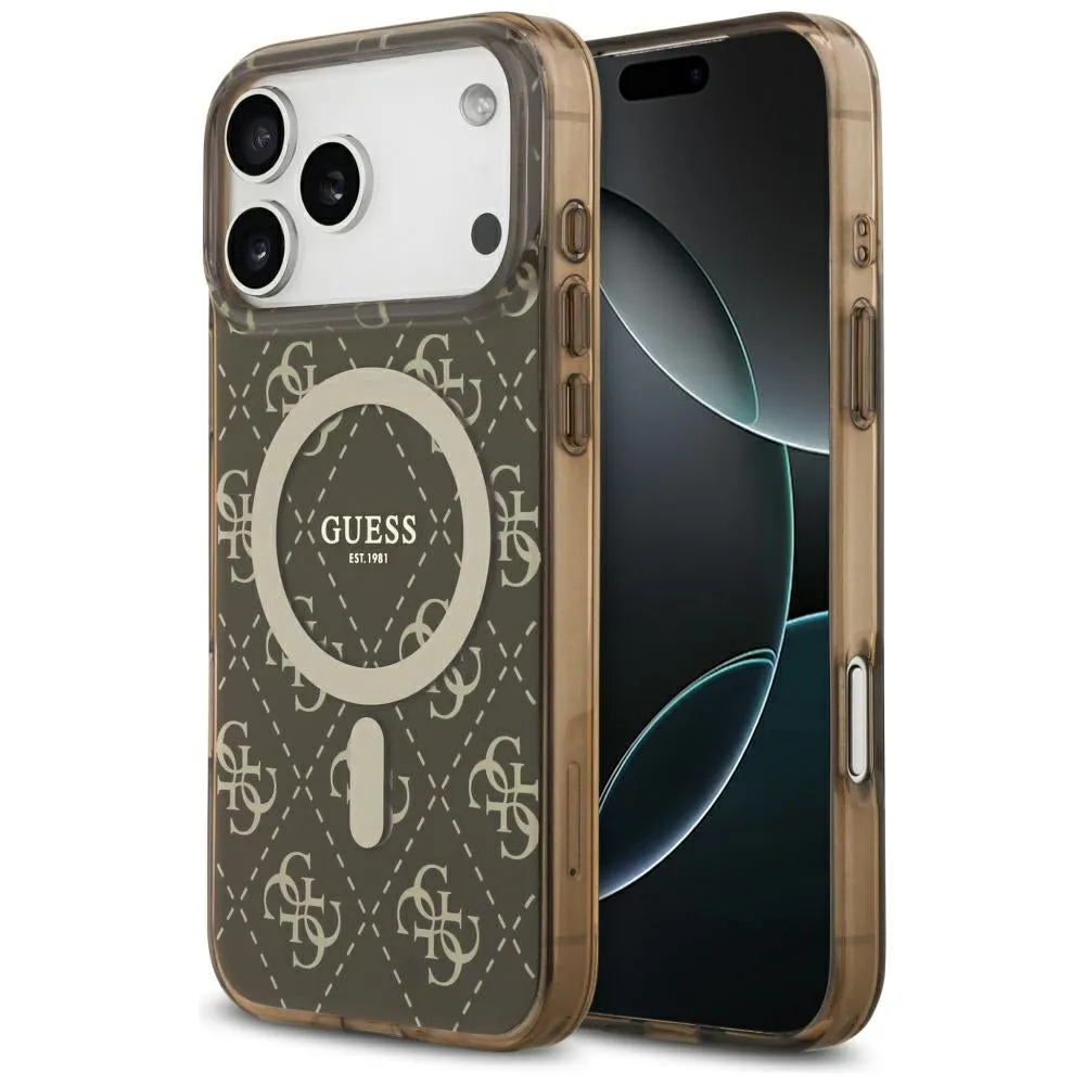 Custodia MagSafe per Apple iPhone 17 Pro, Guess, IML 4G Background, Marrone - immagine 1