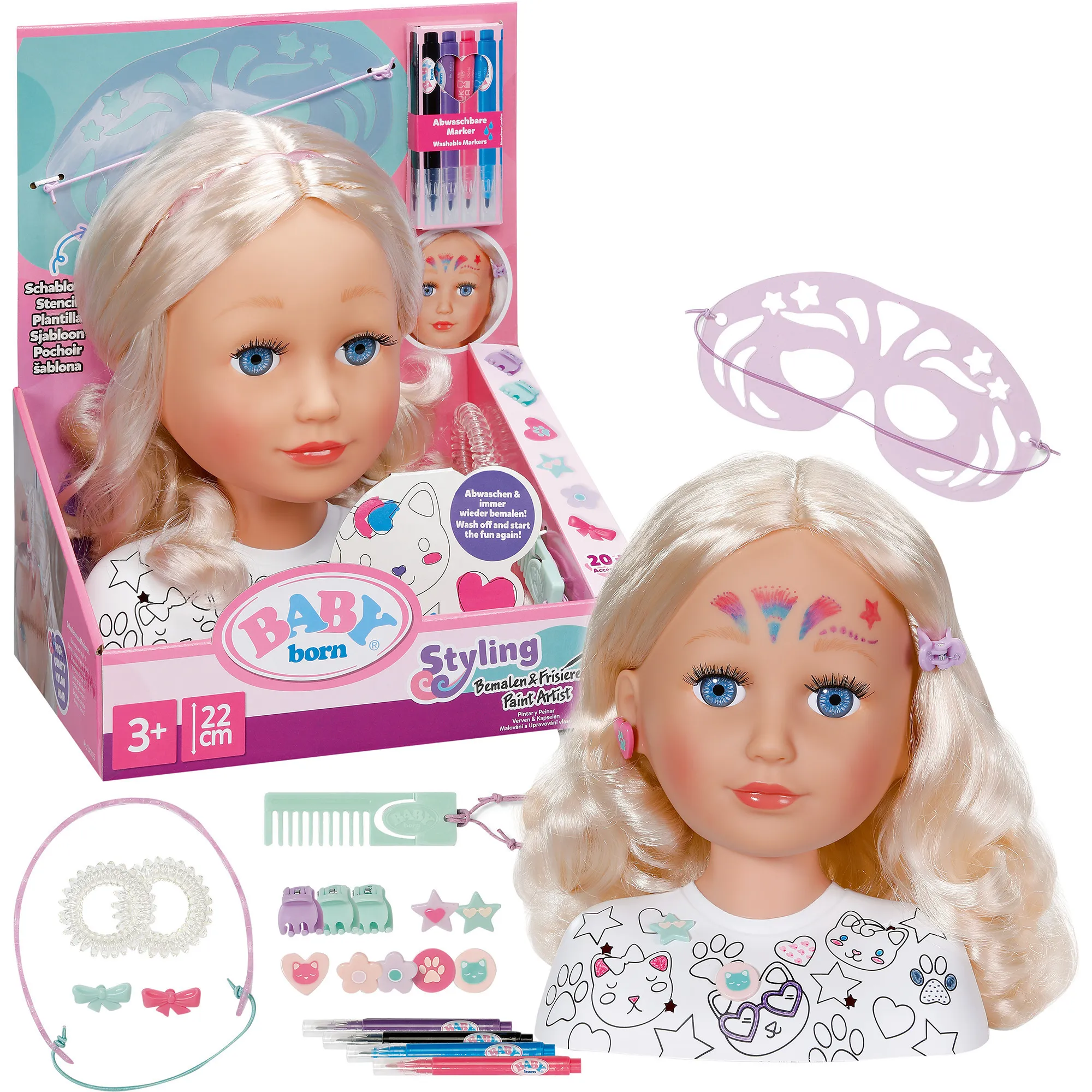 BABY born Testa per acconciature da dipingere e pettinare, Testina per trucco/acconciature - immagine 1