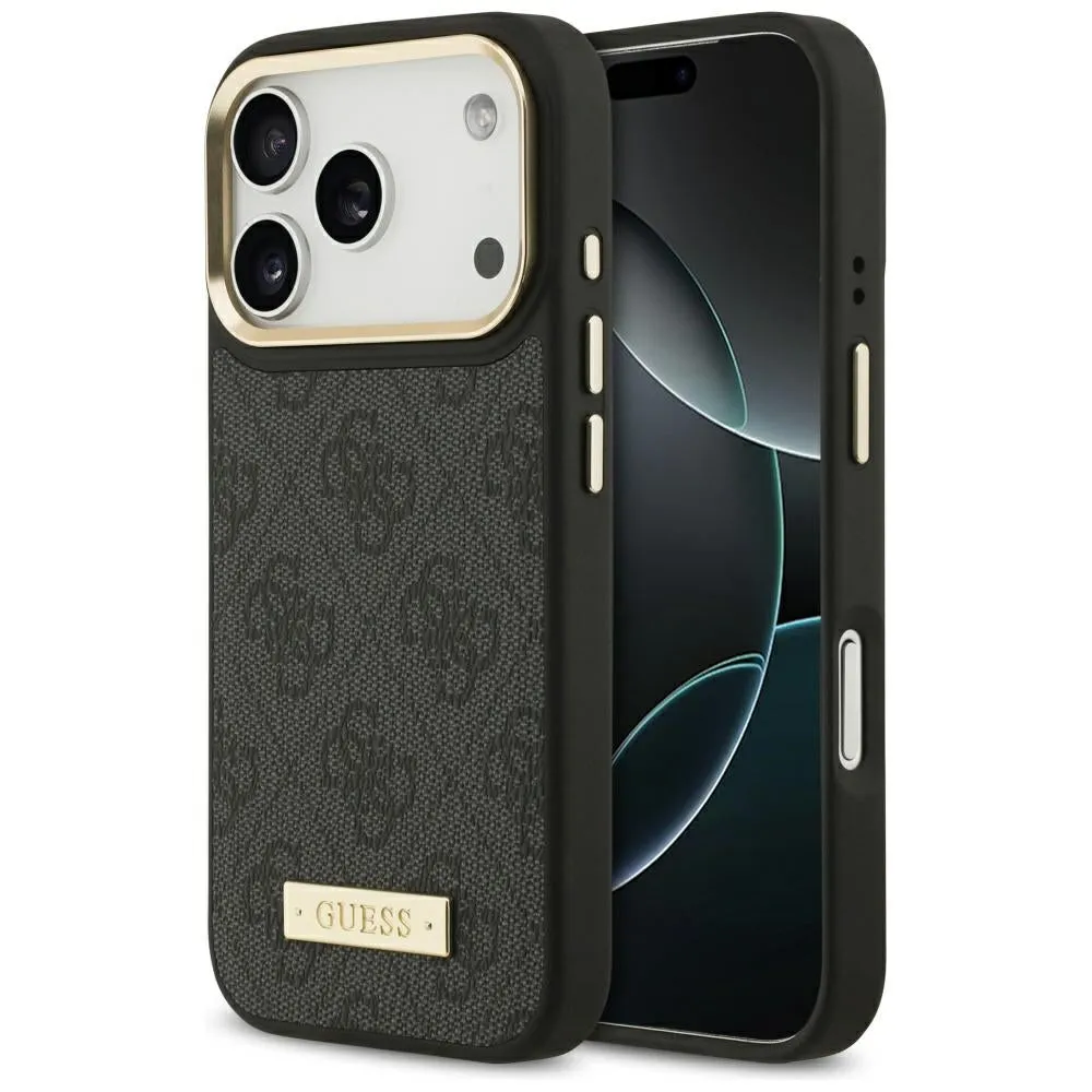 Custodia MagSafe per Apple iPhone 17 Pro, Guess, 4G Logo Plate, Nera - immagine 1