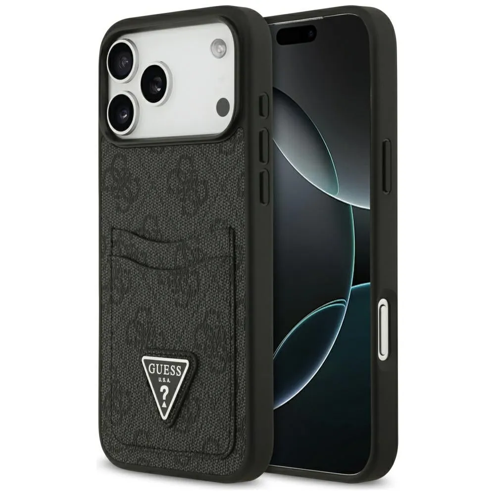Custodia per Apple iPhone 17 Pro Max, Guess, 4G Double Card Triangle, Nera - immagine 1
