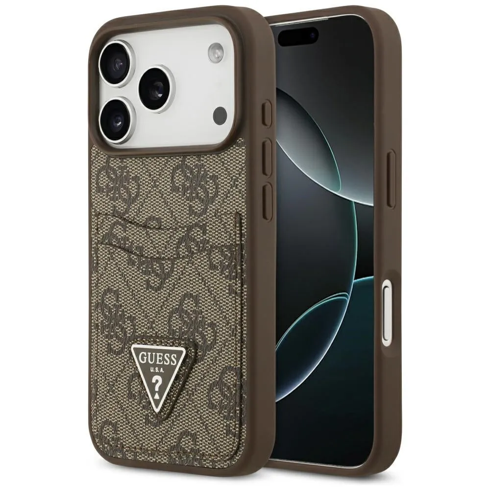 Custodia per Apple iPhone 17 Pro, Guess, 4G Double Card Triangle, Marrone - immagine 1