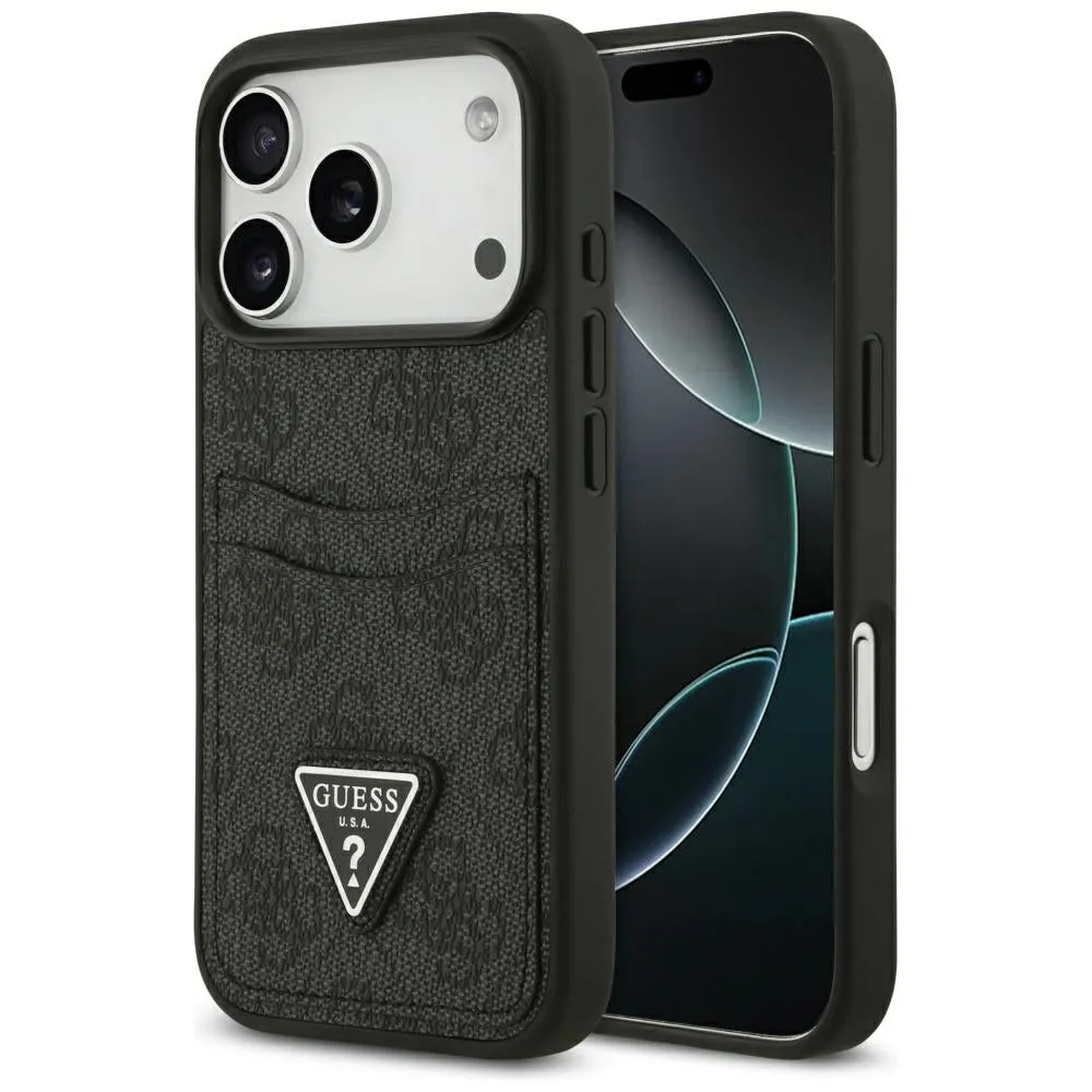 Custodia per Apple iPhone 17 Pro, Guess, 4G Double Card Triangle, Nera - immagine 1