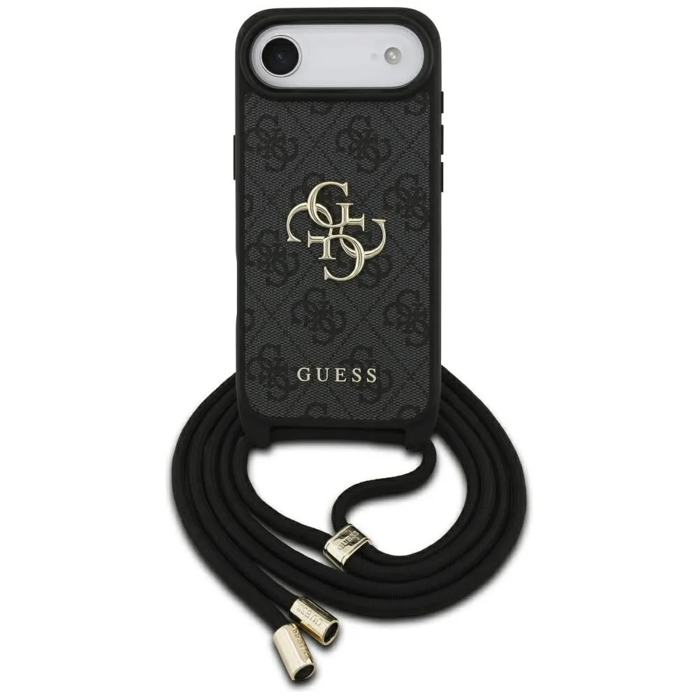Custodia per Apple iPhone 17 Air, Guess, Crossbody Cord 4G Big Log, Nera - immagine 1