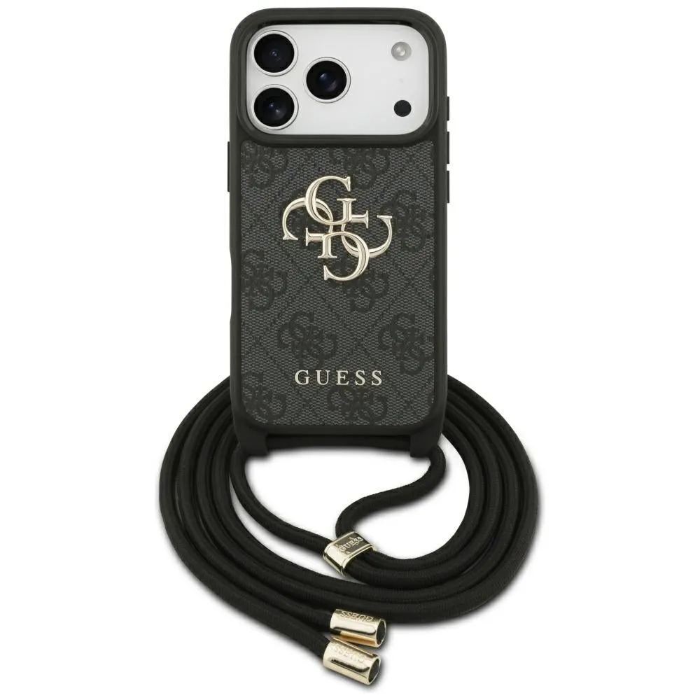 Custodia per Apple iPhone 17 Pro, Guess, Crossbody Cord 4G Big Log, Nera - immagine 1