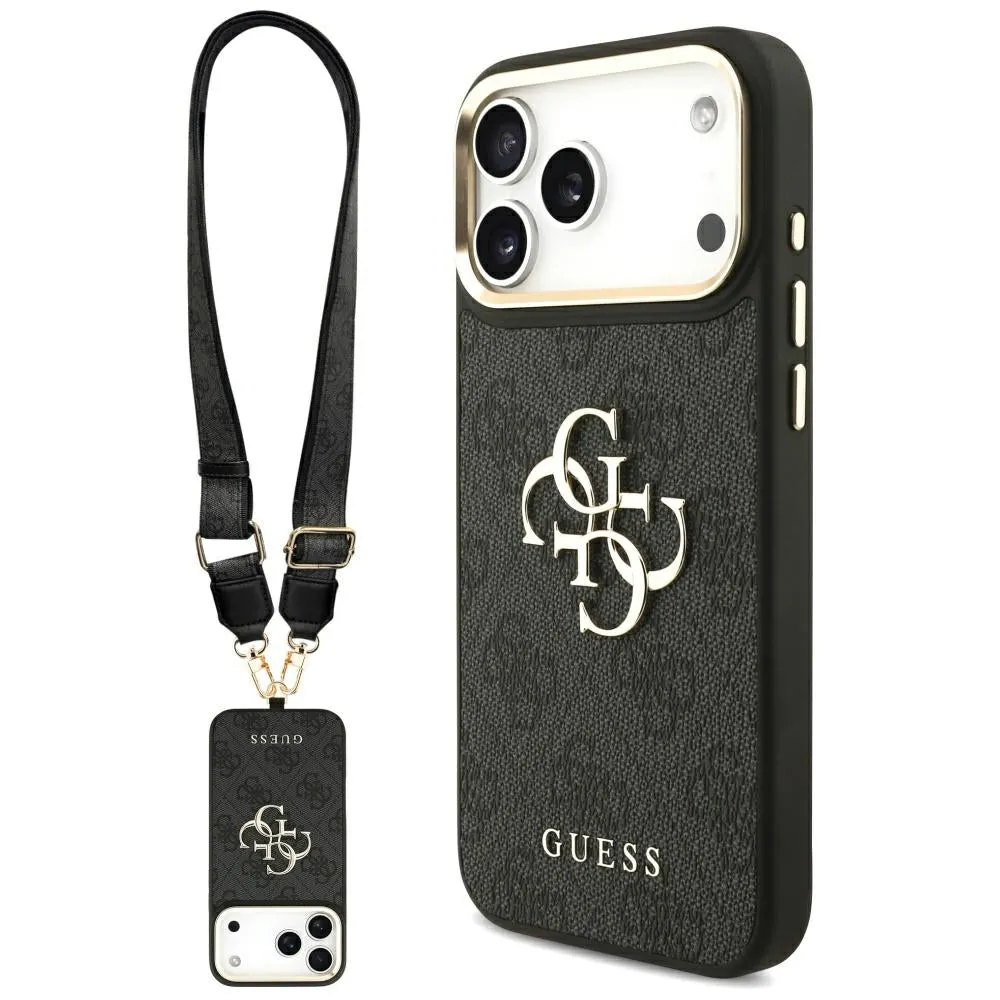 Custodia per Apple iPhone 17 Pro Max, Guess, Big 4G Classic Logo with Big Strap, Nera - immagine 1
