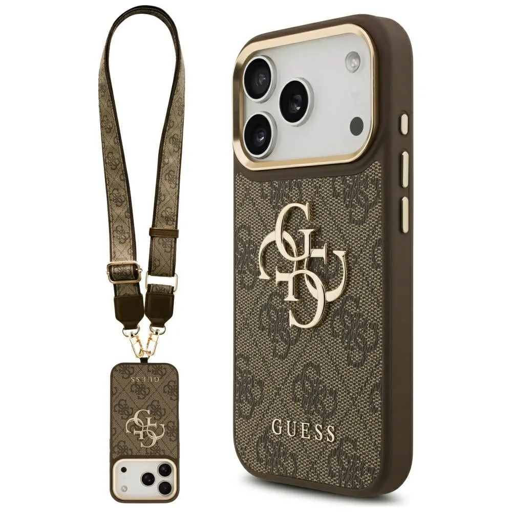 Custodia per Apple iPhone 17 Pro, Guess, Big 4G Classic Logo with Big Strap, Marrone - immagine 1
