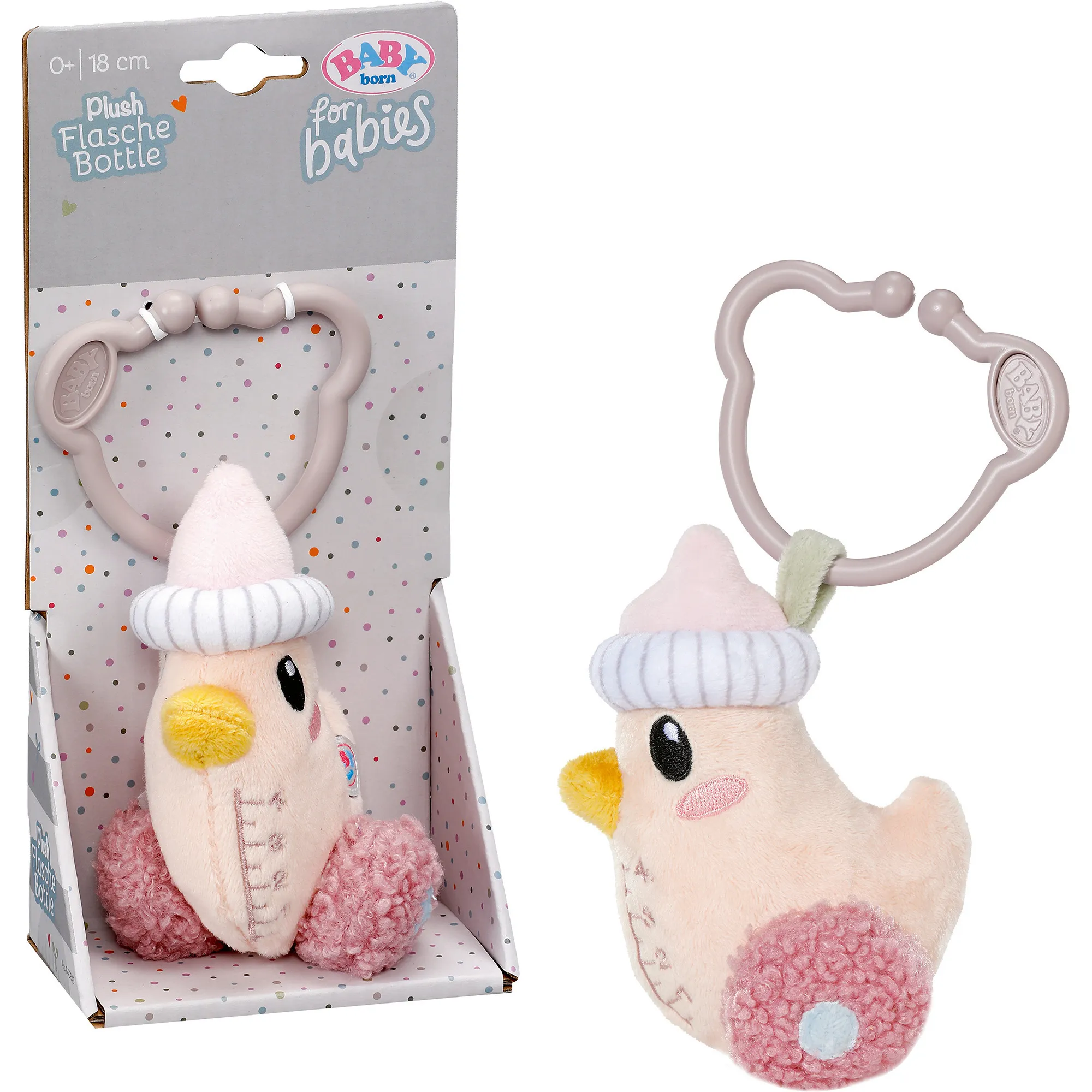 Biberon per bambini con sonaglio all''interno e clip, lavabile, Bottiglia di bambino - immagine 1