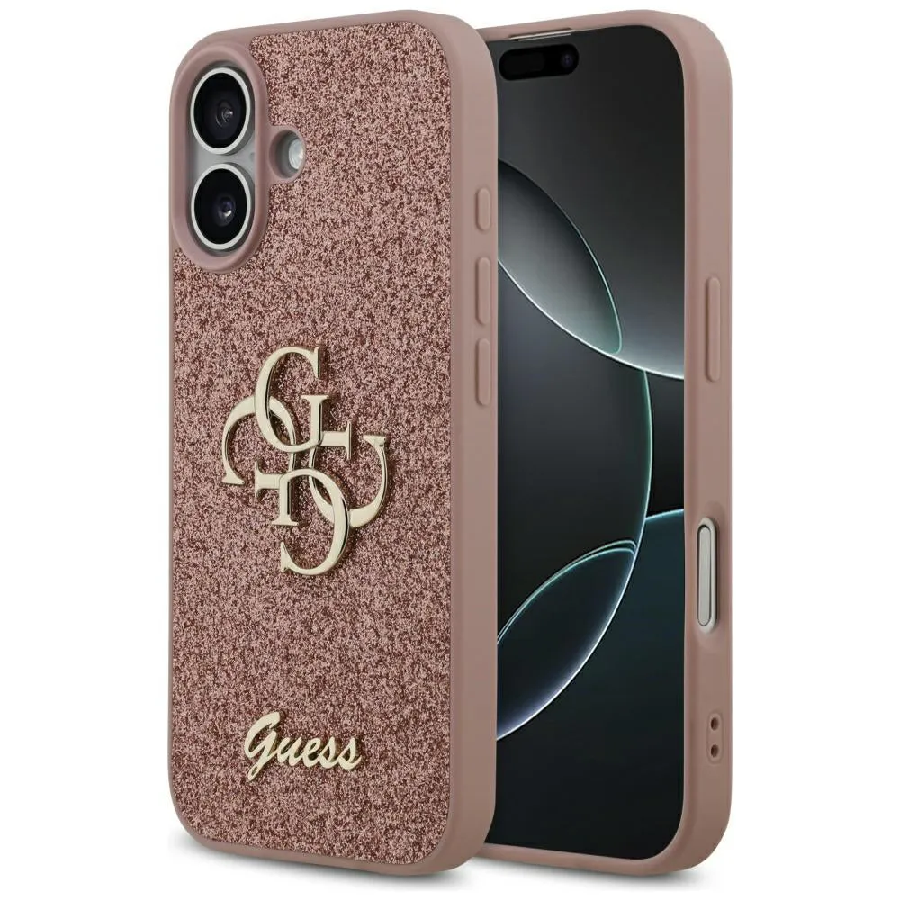 Custodia per Apple iPhone 17, Guess, Fixed Glitter Big 4G, Rosa - immagine 1