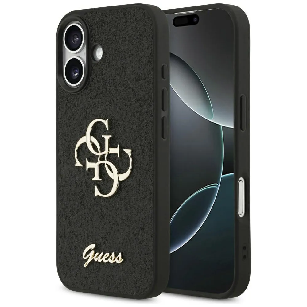 Custodia per Apple iPhone 17, Guess, Fixed Glitter Big 4G, Nera - immagine 1