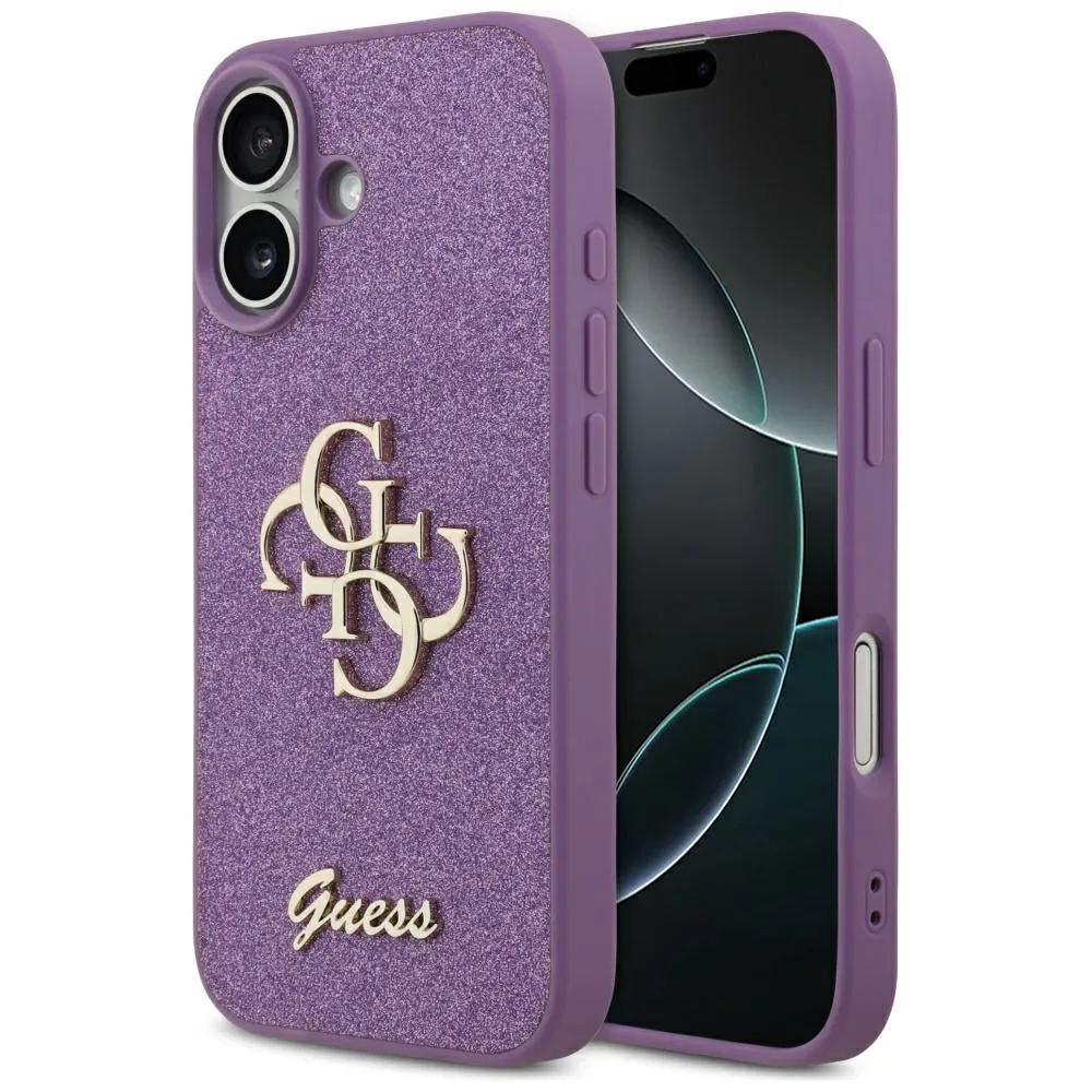 Custodia per Apple iPhone 17, Guess, Fixed Glitter Big 4G, Viola - immagine 1