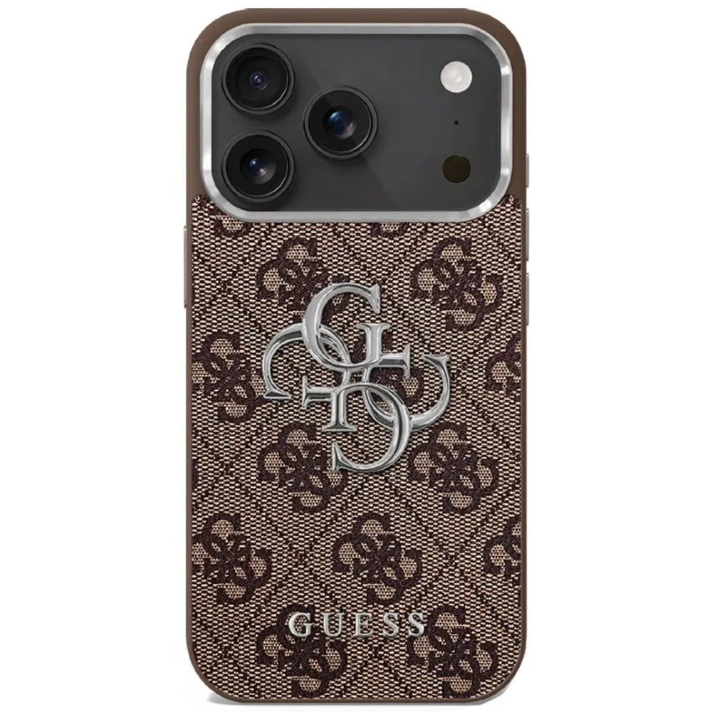 Custodia per Apple iPhone 17, Guess, Big 4G Logo Classic, Marrone Argentato - immagine 1