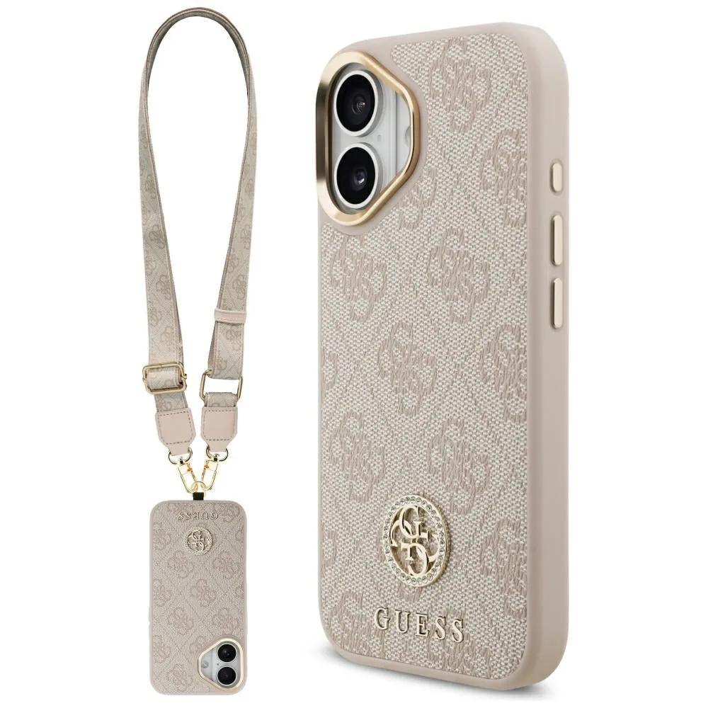 Custodia per Apple iPhone 17, Guess, 4G Strass Logo and Big Strap, Rosa - immagine 1