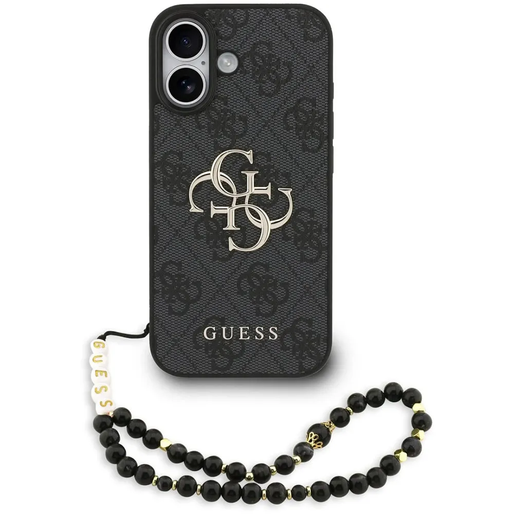 Custodia per Apple iPhone 17, Guess, 4G Classic Logo con Cinturino, Nera - immagine 1