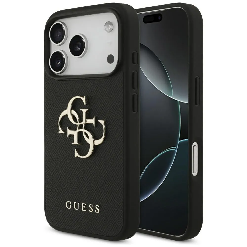 Custodia per Apple iPhone 17 Pro, Guess, 4G Grained Big and Classic Logo, Nera - immagine 1