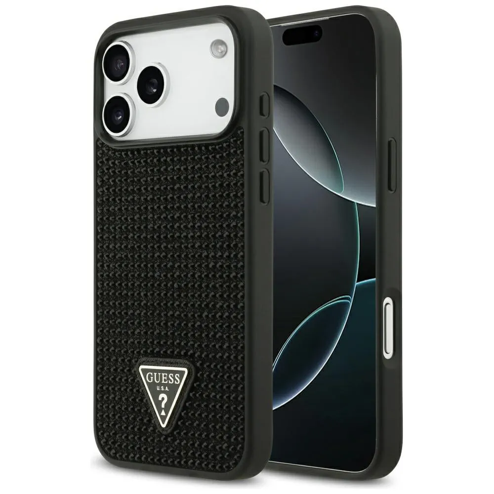 Custodia per Apple iPhone 17 Pro Max, Guess, Logo Triangolo di Strass, Nera - immagine 1