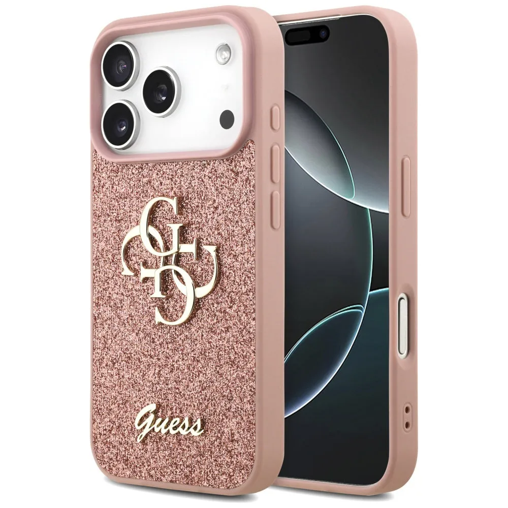 Custodia per Apple iPhone 17 Pro Max, Guess, Fixed Glitter Big 4G, Rosa - immagine 1
