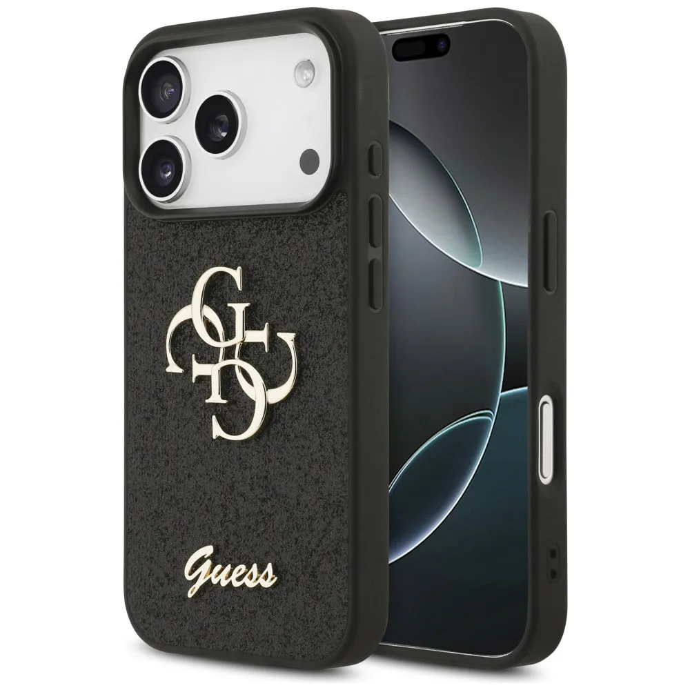 Custodia per Apple iPhone 17 Pro Max, Guess, Fixed Glitter Big 4G, Nera - immagine 1