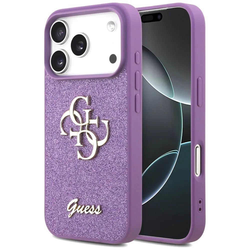 Custodia per Apple iPhone 17 Pro Max, Guess, Fixed Glitter Big 4G, Viola - immagine 1