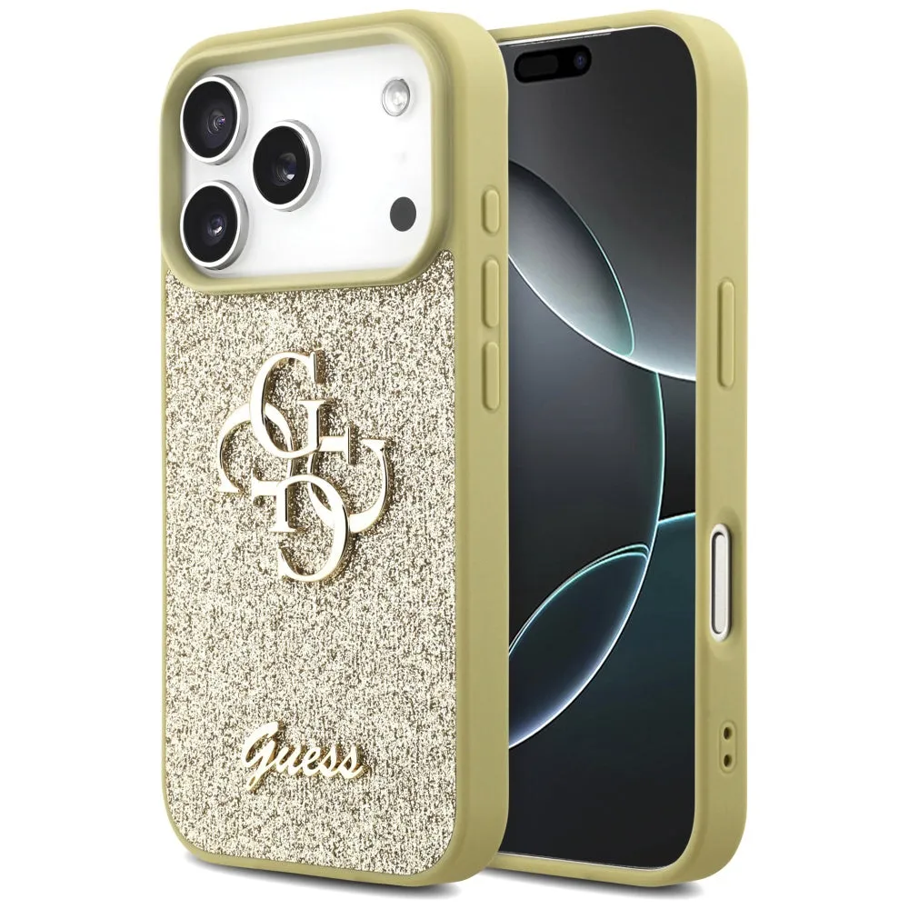 Custodia per Apple iPhone 17 Pro Max, Guess, Fixed Glitter Big 4G, Dorata - immagine 1