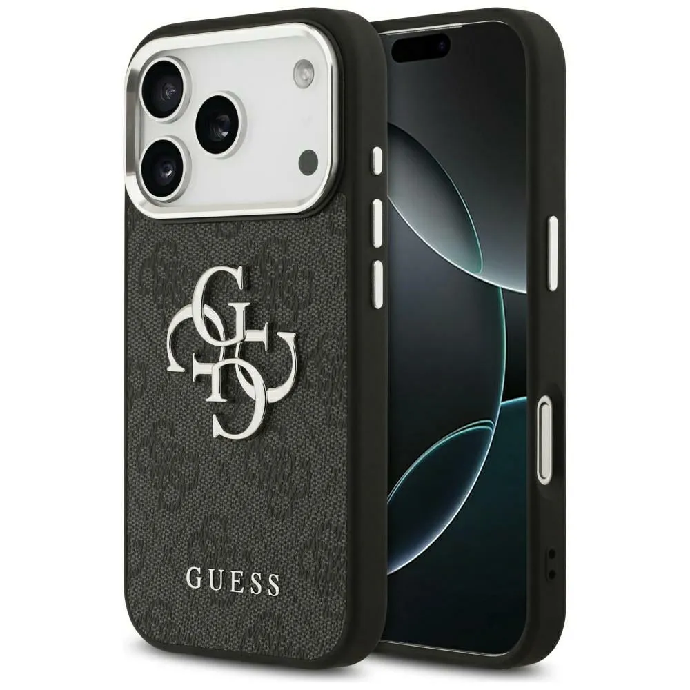 Custodia per Apple iPhone 17 Pro Max, Guess, Big 4G Logo Classic, Nera Argentata - immagine 1