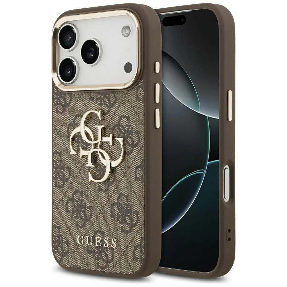 Custodia per Apple iPhone 17 Pro Max, Guess, Big 4G Logo Classic, Marrone Dorato - immagine 1