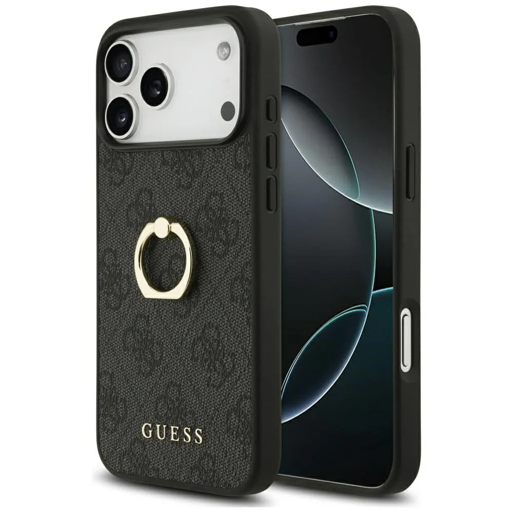 Custodia per Apple iPhone 17 Pro Max, Guess, 4G Ring Stand, Nera - immagine 1
