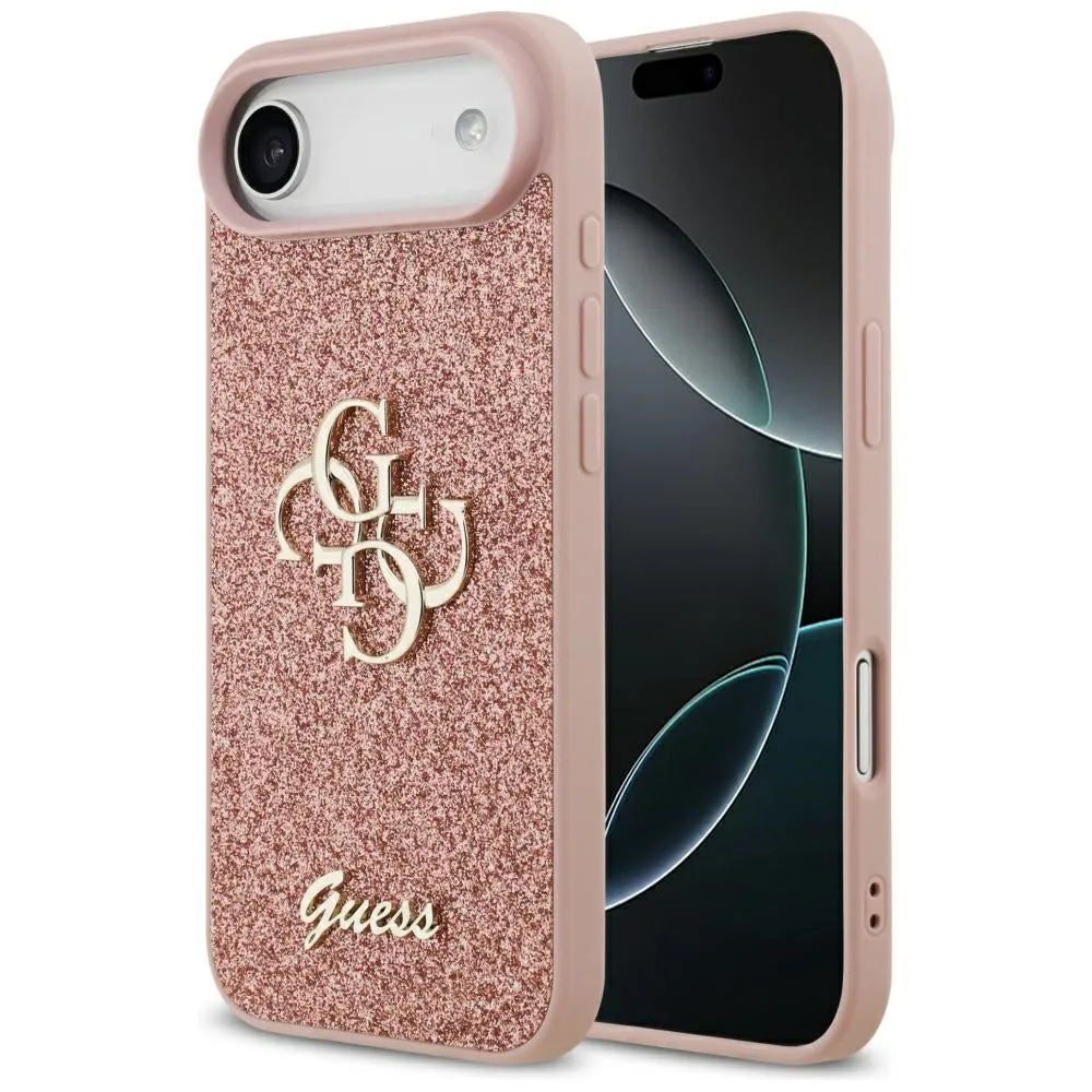 Custodia per Apple iPhone 17 Air, Guess, Fixed Glitter Big 4G, Rosa - immagine 1