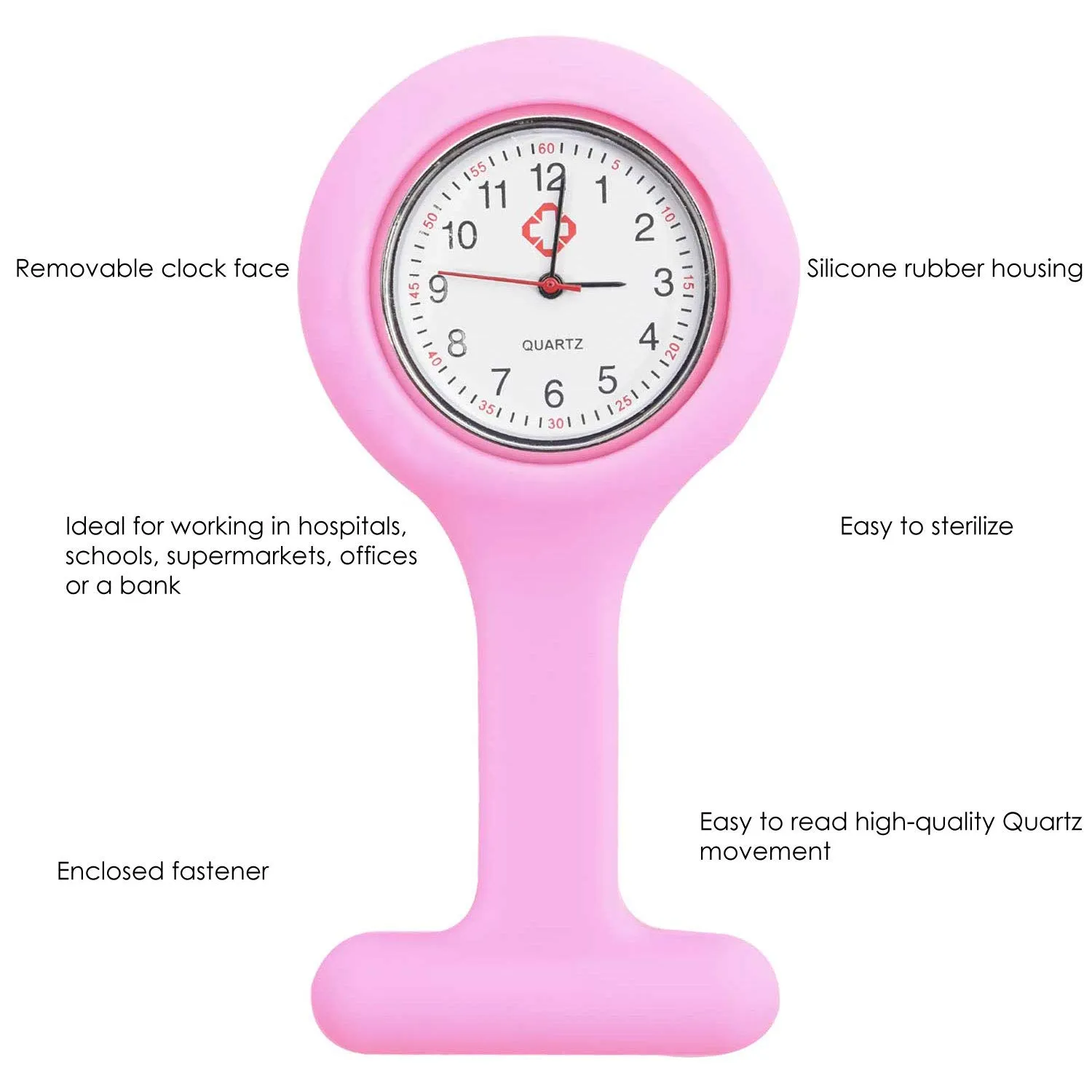 TRIXES Orologio infermiere silicone rosa uso clinico - immagine 5