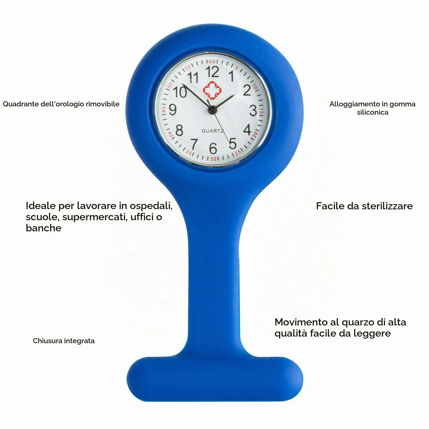TRIXES Porta orologio infermiera silicone con clip - Blu navy - immagine 5