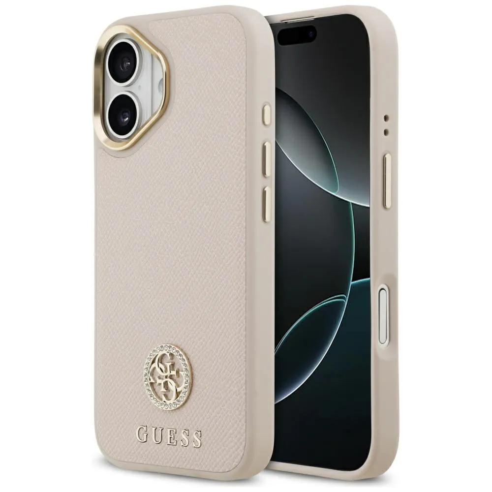 Custodia MagSafe per Apple iPhone 17, Guess, Grained Strass Logo, Rosa - immagine 1