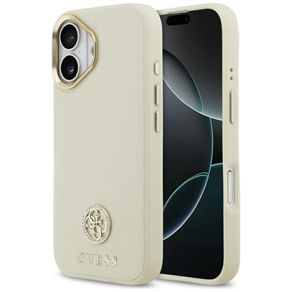 Custodia MagSafe per Apple iPhone 17, Guess, Grained Strass Logo, Beige - immagine 1