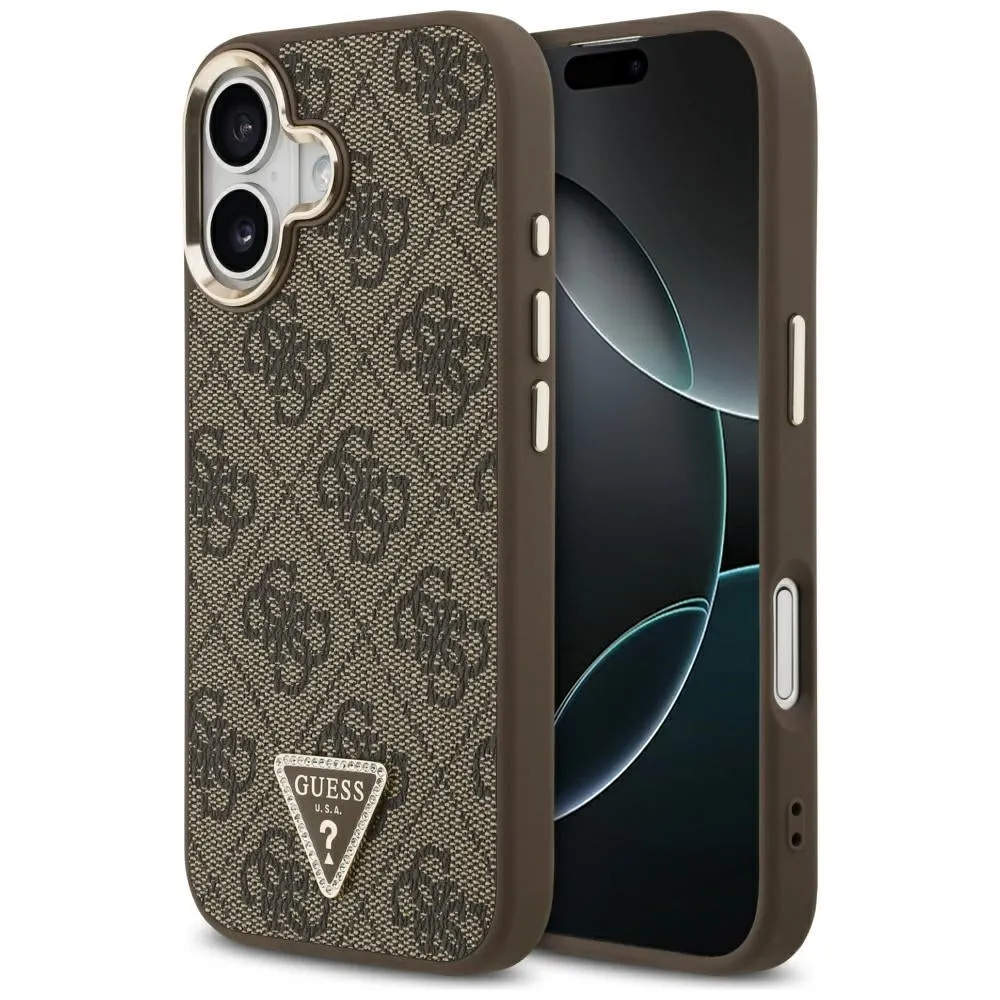 Custodia MagSafe per Apple iPhone 17, Guess, Logo Triangolo 4G, Marrone Dorato - immagine 1