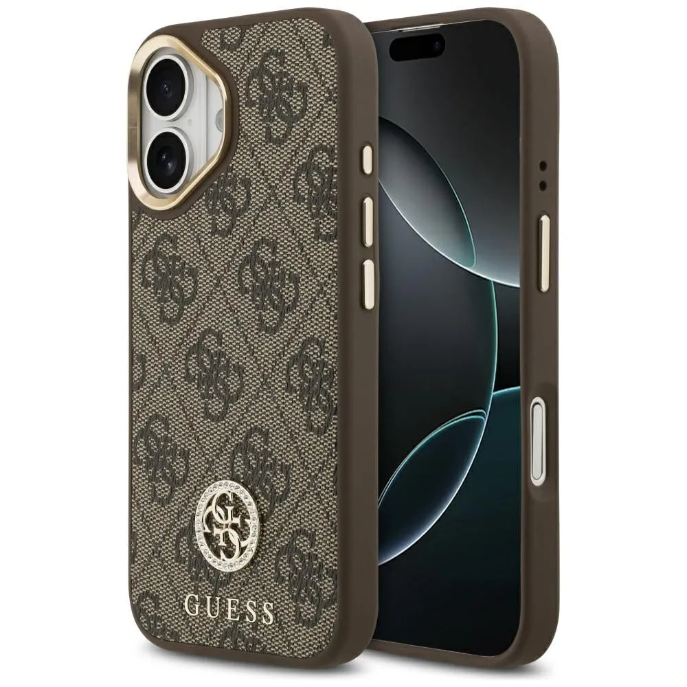 Custodia MagSafe per Apple iPhone 17, Guess, 4G Strass Logo, Marrone - immagine 1
