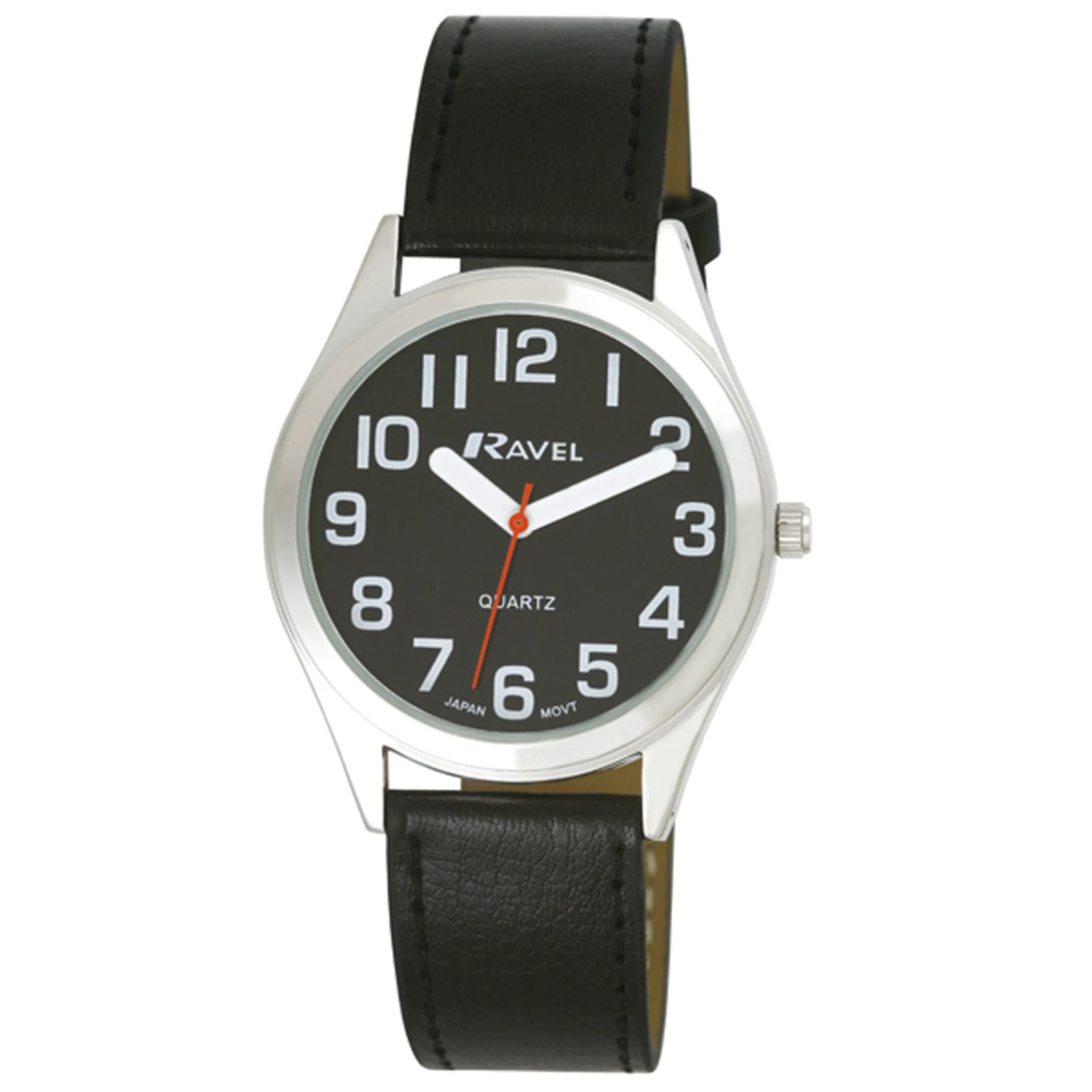 Ravel - Orologio Donna Super Audace Cinturino di Aiuto alla vista con Grandi Numeri - Quadrante Nero/Colore Argento/Nero - immagine 1