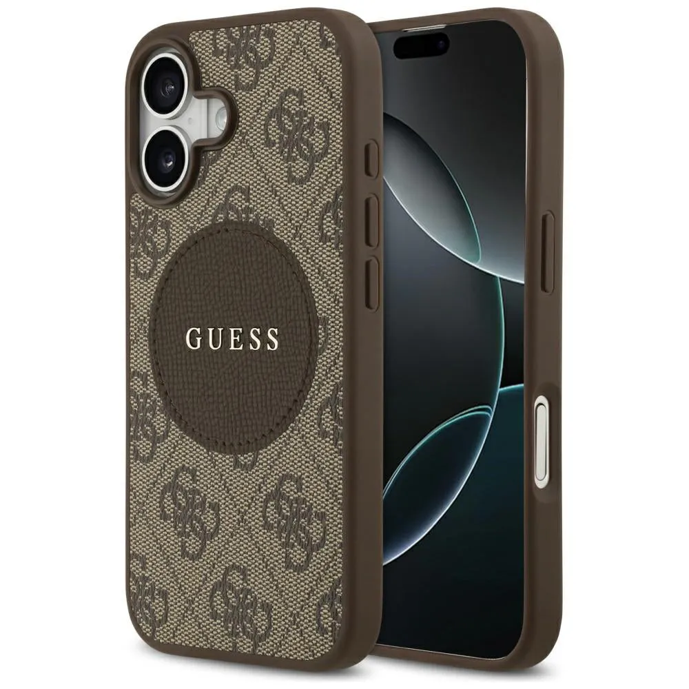 Custodia MagSafe per Apple iPhone 17, Guess, 4G Circle Classic Logo, Marrone - immagine 1