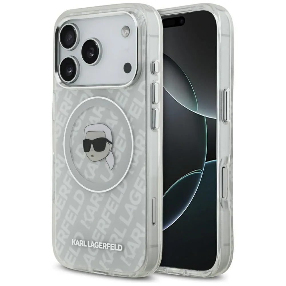 Custodia MagSafe per Apple iPhone 17 Pro, Karl Lagerfeld, IML Karl`s Head, Grigio - immagine 1