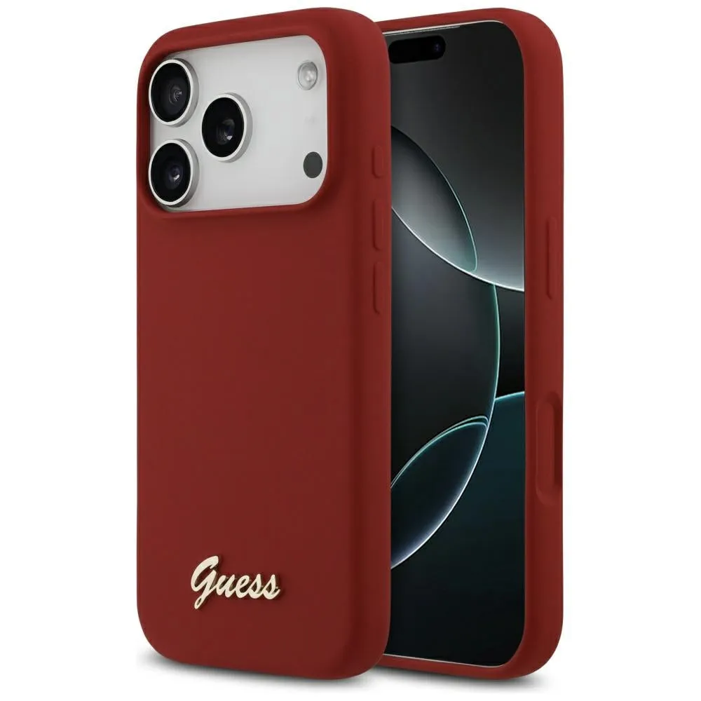 Custodia MagSafe per Apple iPhone 17 Pro, Guess, Script Metal Logo, Rossa - immagine 1