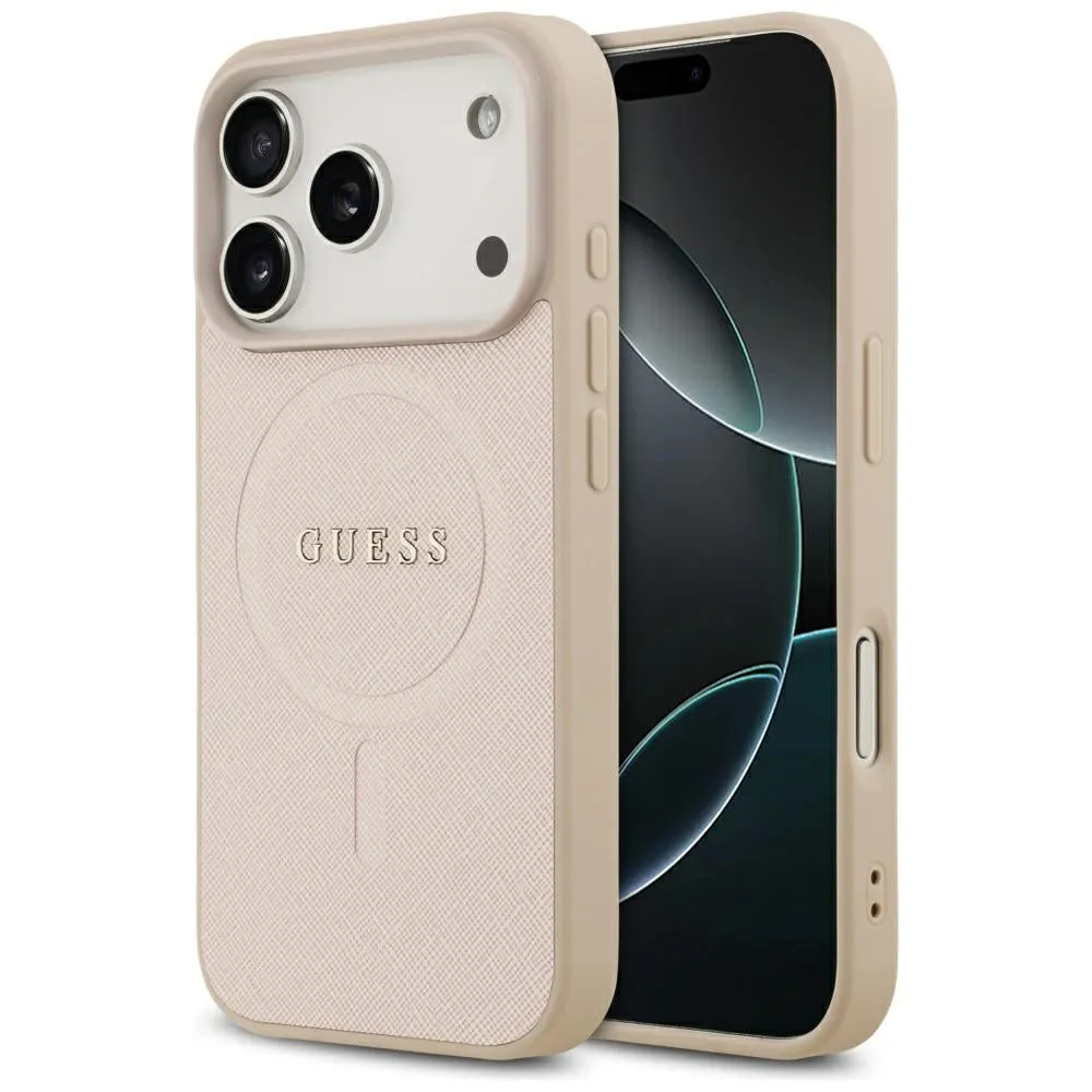 Custodia MagSafe per Apple iPhone 17 Pro, Guess, Saffiano Classic Logo, Rosa - immagine 1