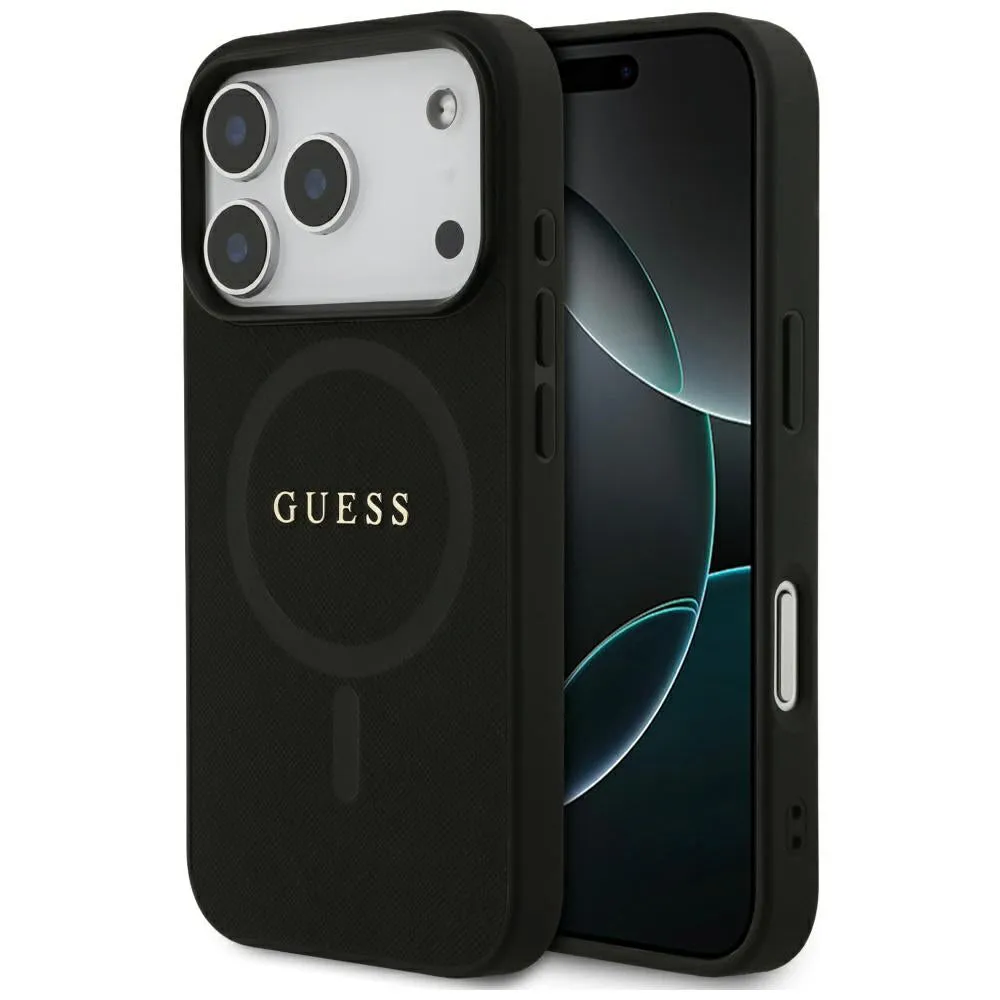 Custodia MagSafe per Apple iPhone 17 Pro, Guess, Saffiano Classic Logo, Nera - immagine 1