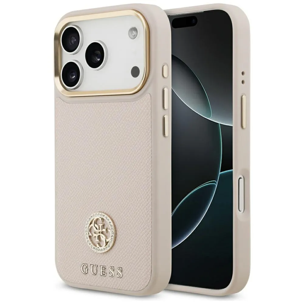 Custodia MagSafe per Apple iPhone 17 Pro, Guess, Grained Strass Logo, Rosa - immagine 1