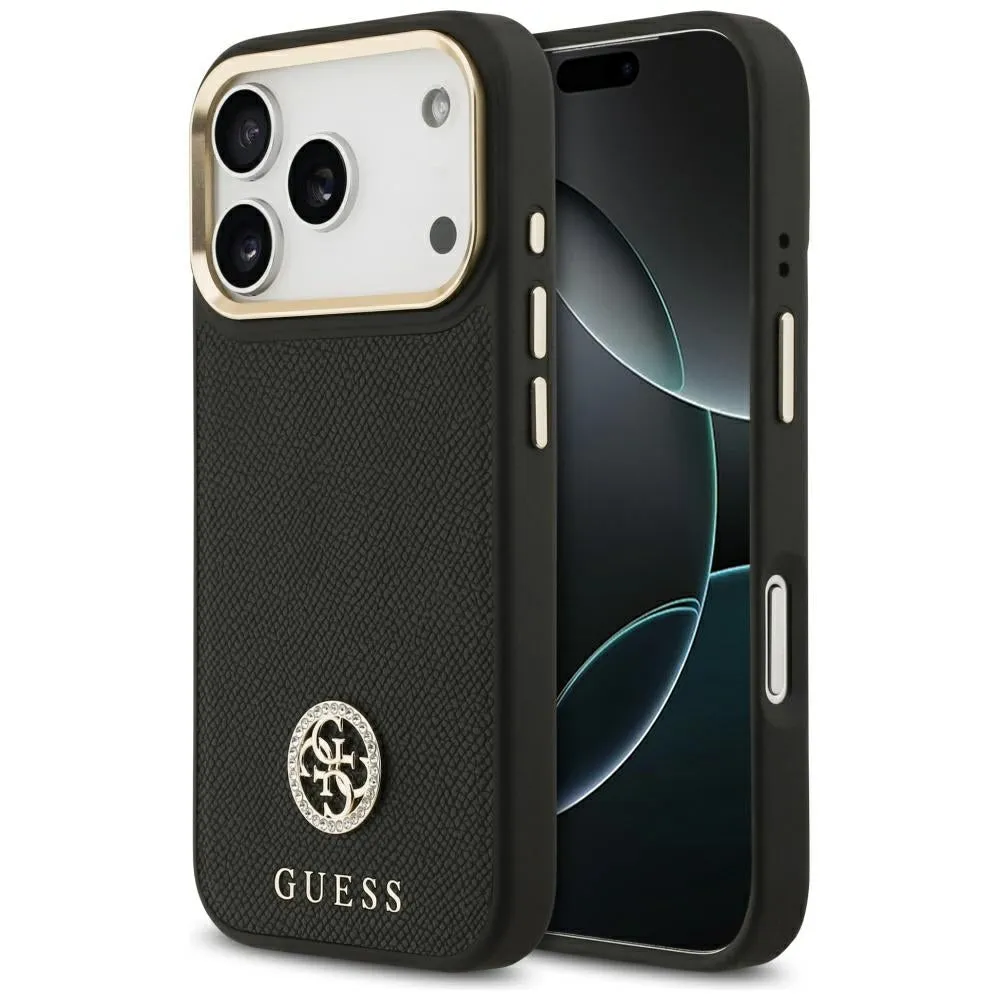Custodia MagSafe per Apple iPhone 17 Pro, Guess, Grained Strass Logo, Nera - immagine 1